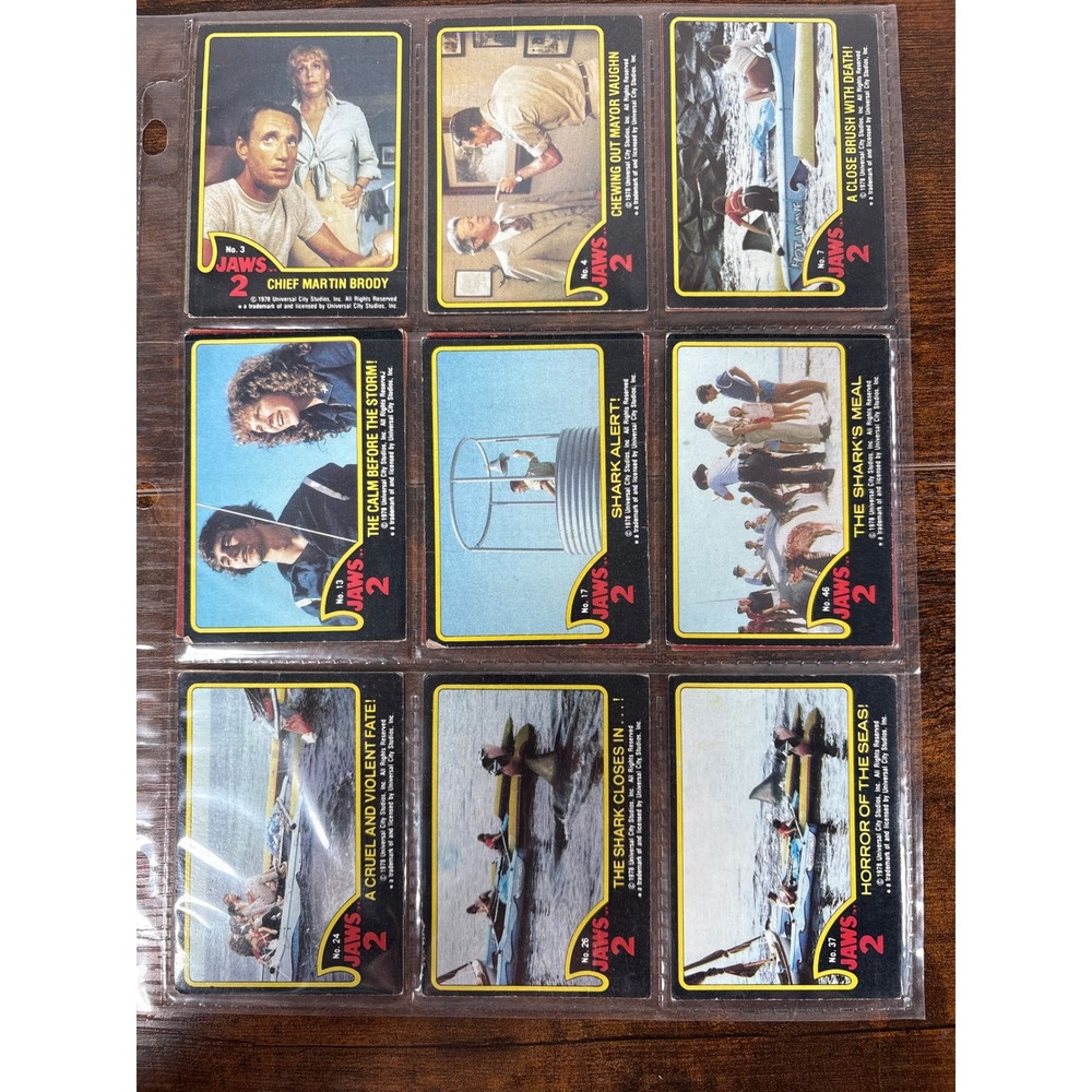1978 Topps Jaws 2 Trading‎ Cards Lot 15 Vintage Movie Cards & 1 ET Card 70s